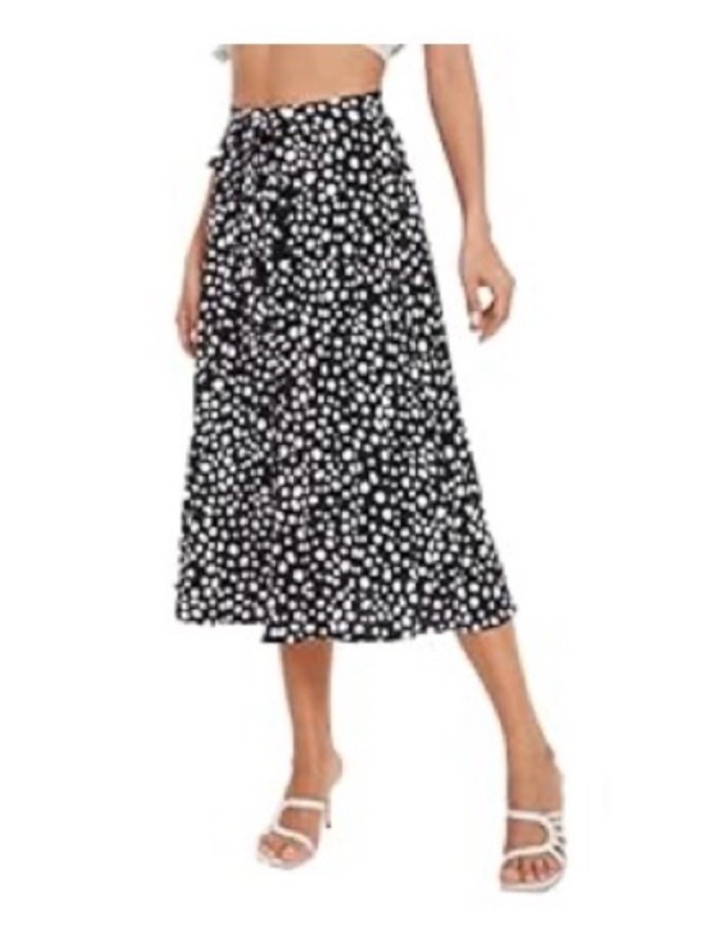 Black and White Polka Dot Midi Skirt EUC